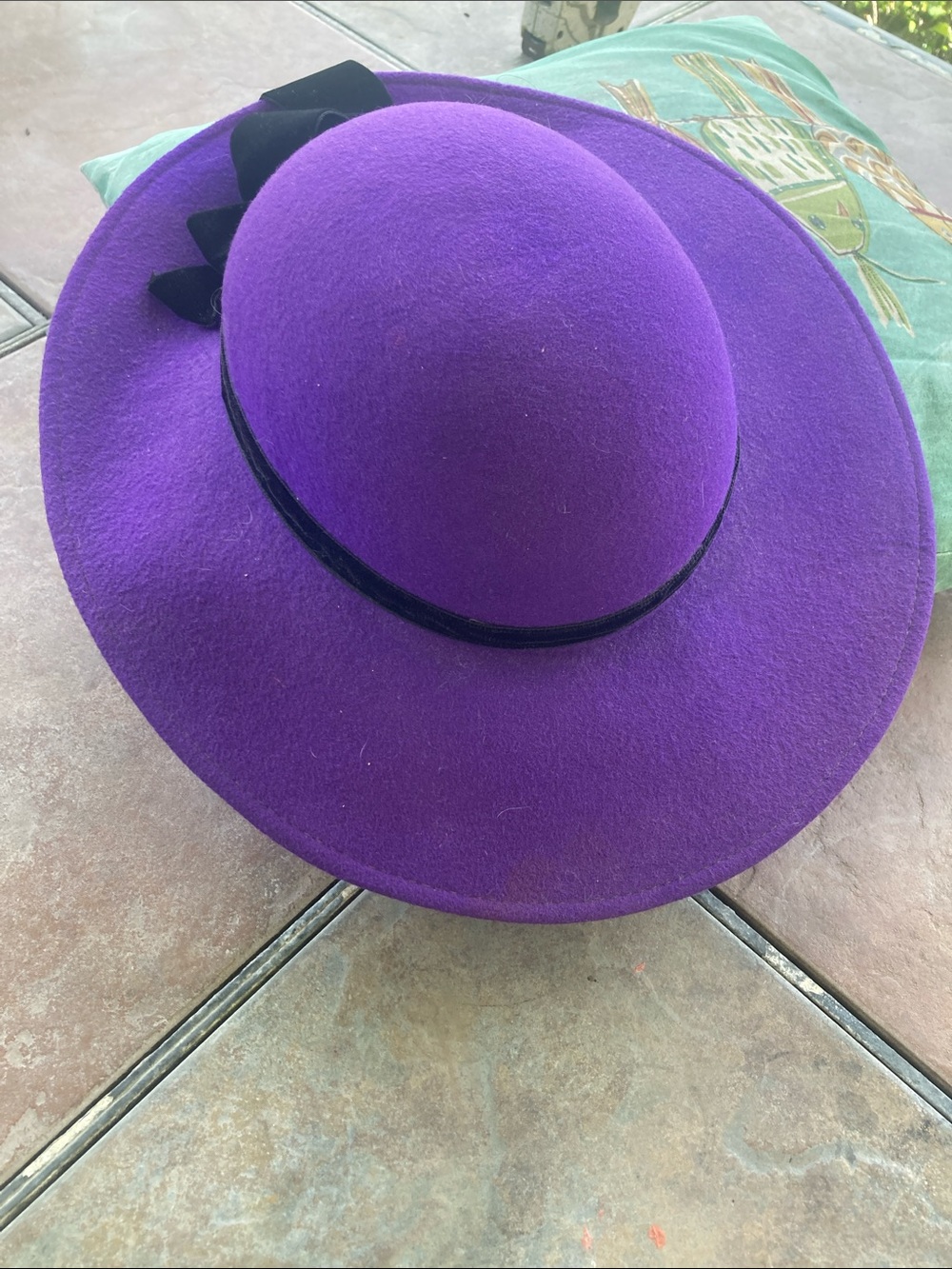 Claiborne Deep Purple Wide-Brim Felt Hat with Black Trim